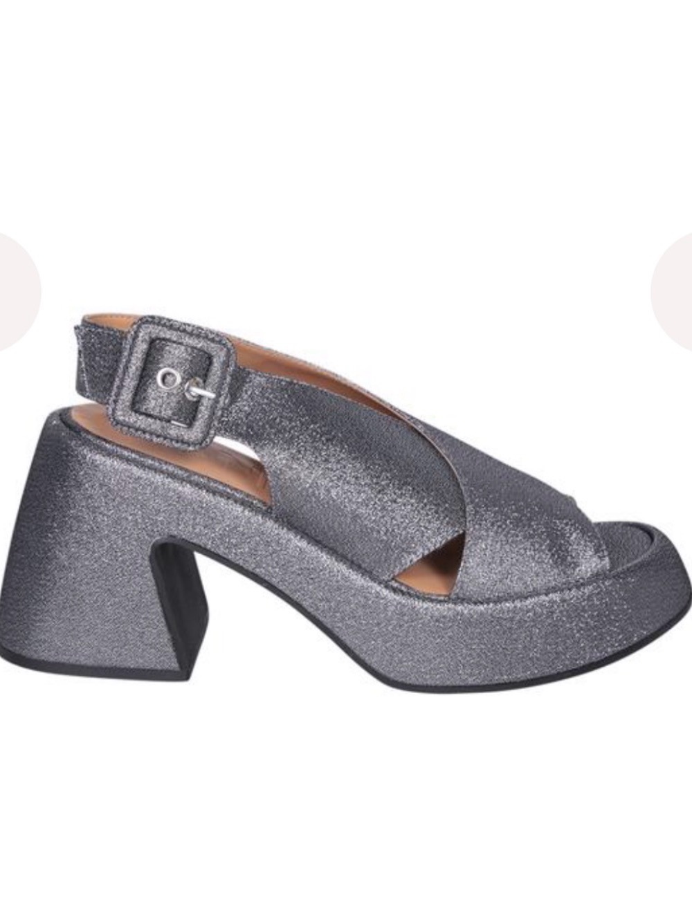 GANNI 95mm Glitter Platform Sandals EU 38 Silver Designer Heels